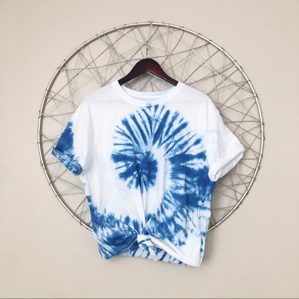 NEW blue and white tie dye tee
